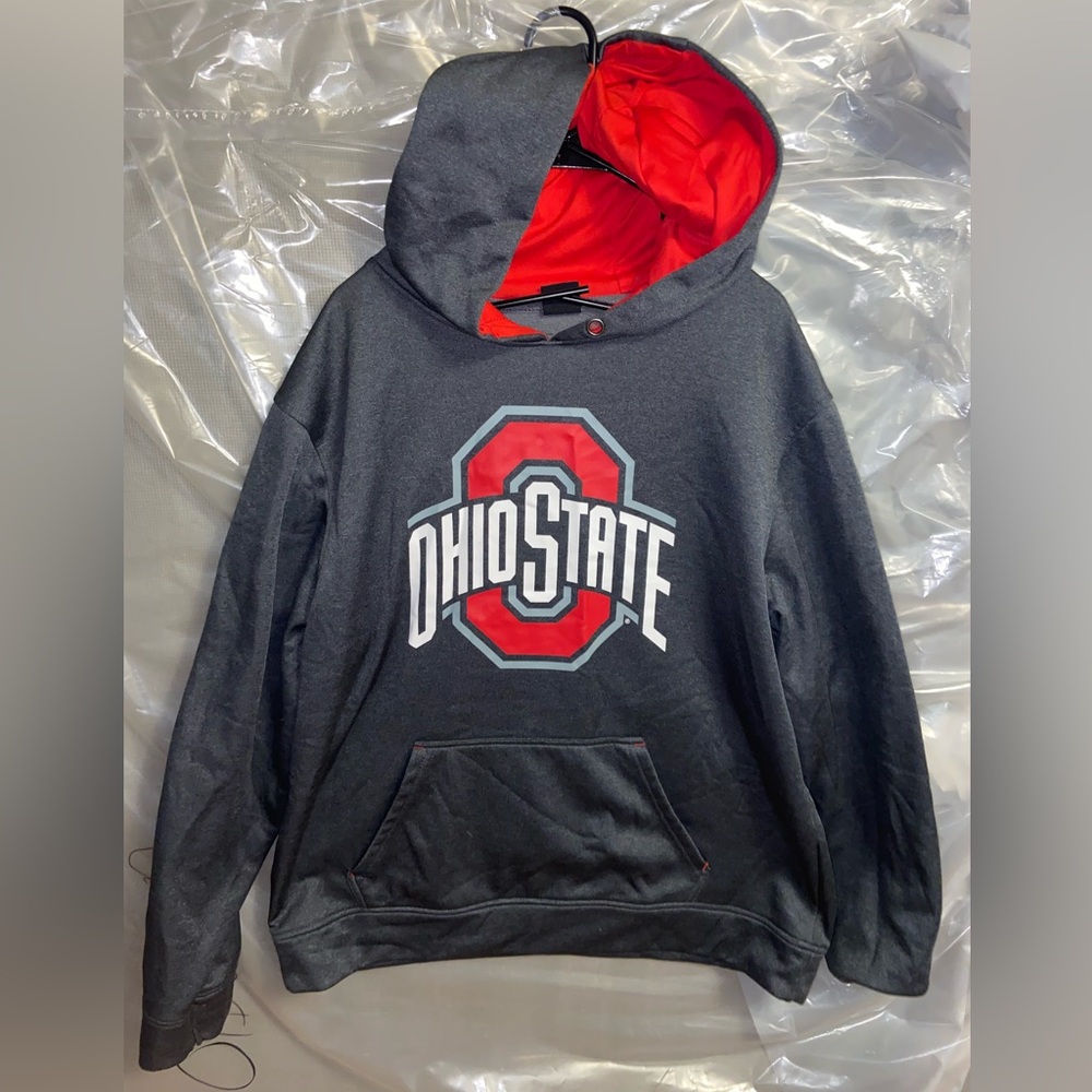 Scarlett Gray and Red Ohio State Hoodie